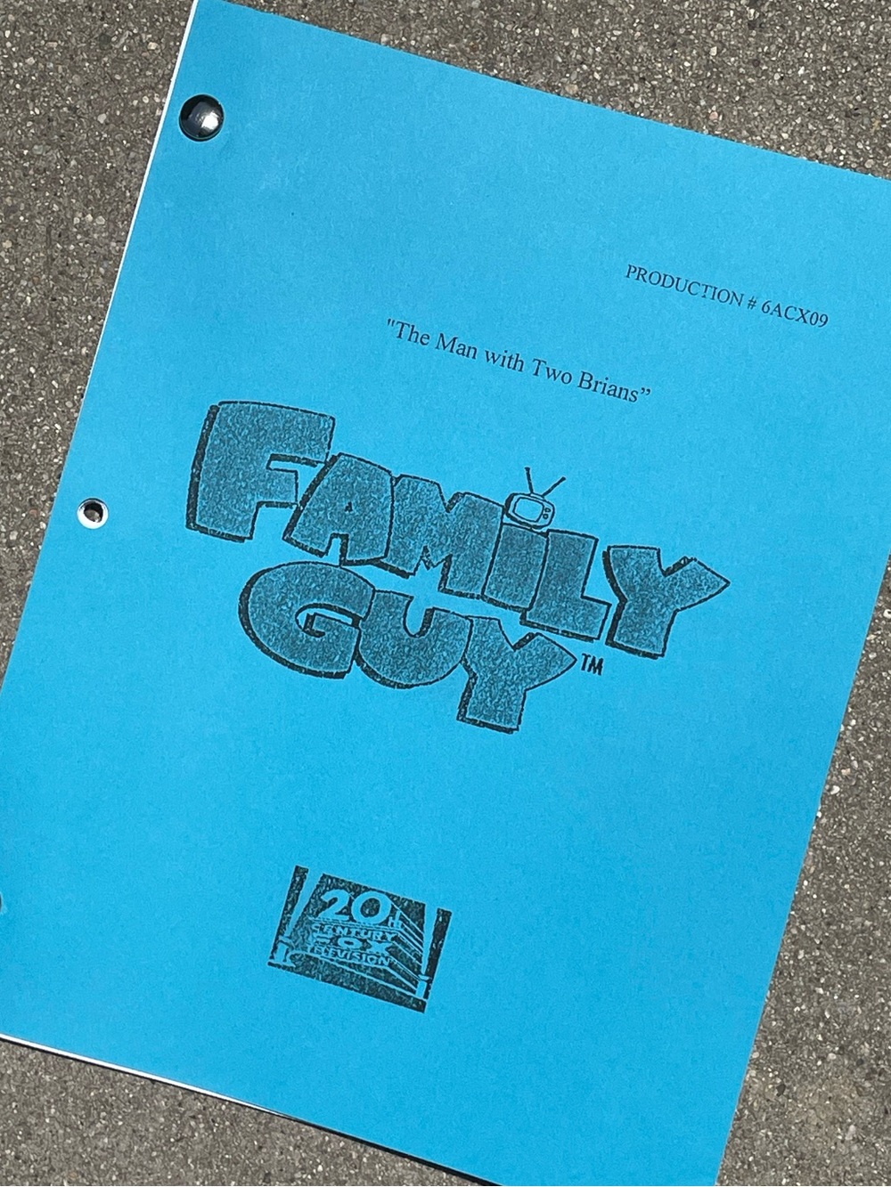 Family Guy 2007 Production Used Table Draft Script Man with Two Brians NEW BRIAN